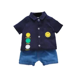 Bold N Elegant Boys Cute Cartoon Printed Jungle Friends Half Sleeve Cotton Shirt & Shorts for Infant Toddler Tween Boys