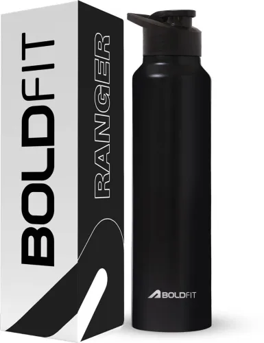 Image of BOLDFIT 1000 ml Steel Shaker (Pack of 1, Black)