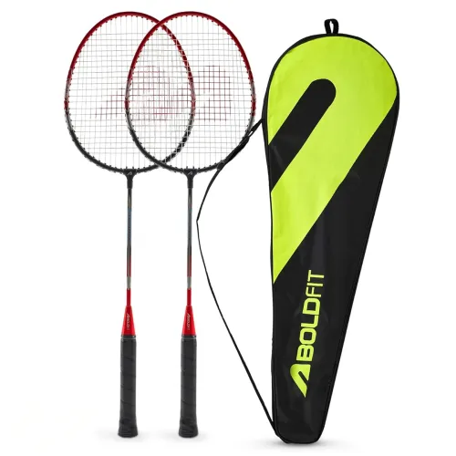 Image of Boldfit Badminton Rackets Aluminium Badminton Racket with Full Cover Bag Standard Shuttle Bat Match Shuttle Bats Lightwe