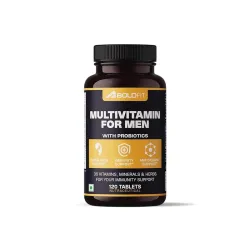 Boldfit Best Multivitamin Tablet For Men, Multi vitamin Tablet For Men with Probiotics, Vitamin C, E, B12, B6, Zinc & Grape Extract For Immunity & Energy Multivitamin Supplement- 120 Veg Tab...