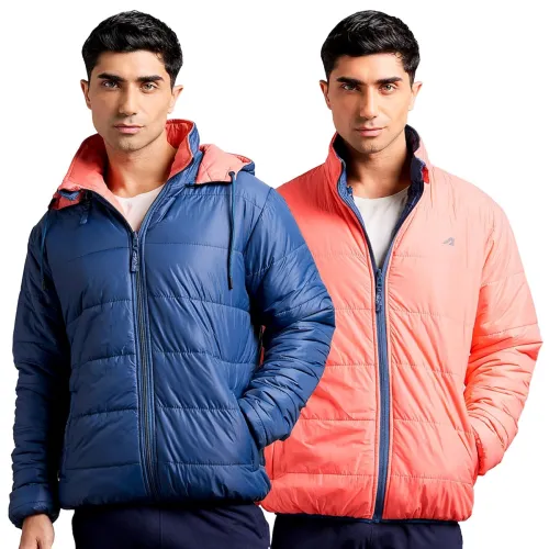 Image of Boldfit stylish standard length latest puffer bomber winter jacket