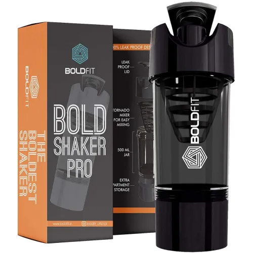 Image of Boldfit Gym Shaker Pro Cyclone Shaker Bottle 500ml with Extra Compartment