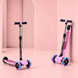 Boldfit Kids Scooter 3 Wheel Kick Scooty for Kids (Above 5 Years) Foldable 4 Adjustable Height Toys for Boys & Girls, Safe Skate Scooter with LED Wheels & Birthday Gift Max Weight 50 Kg, Zig...