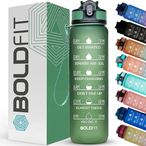 Image of Boldfit Water Bottles Sipper Bottle For Adults, Kids,Unbreakable Motivational Water Bottle Time Mark Sipper With Straw &