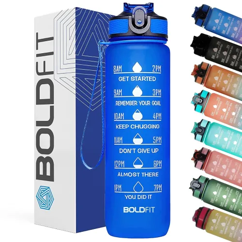 Image of Boldfit Water Bottles Sipper Bottle For Adults, Kids, Unbreakable Motivational Water Bottle Time Mark Sipper With Straw 