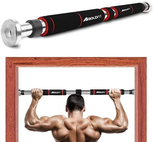 Image of BOLDFIT Pull Up Bar For Home Wall Chin Up Bar For Home Workout Door Pullups Rod Stand Pull-up Bar (Black, Red)