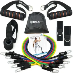 Boldfit Resistance Band Set (11-Piece Kit) Portable resistance tubes with foam handles