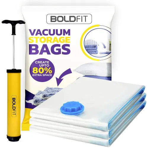 Image of Boldfit Reusable Vacuum Storage Bags (Set of 3, Medium)