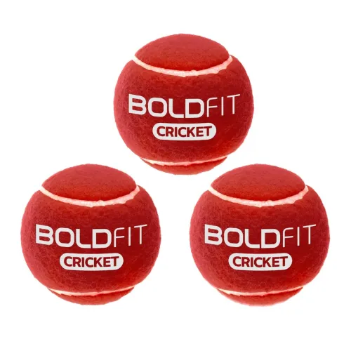 Image of Boldfit Lightweight Rubber Tennis Balls for Court and Turf - Tournament and Cricket Ball pack of 3