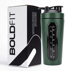 Boldfit Stainless Steel Protein Shaker Bottle 750ml with Glass Window