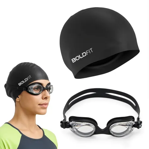 Image of Boldfit Swimming Cap and Goggles Set
