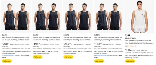Image of Boldfit Vest Combo upto 85% off