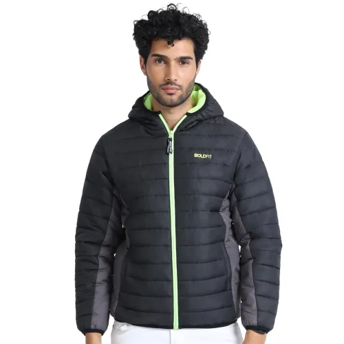 Image of Boldfit winter jacket for men puffer standard length jacket