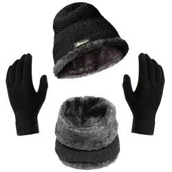 Boldfit Winter Woolen Cap with Neck Warmer & Gloves Set