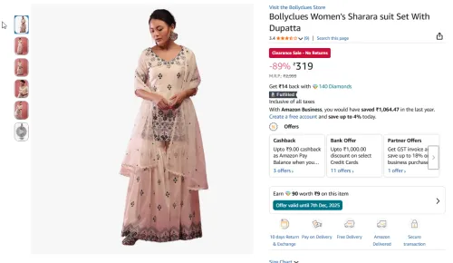 Image of Bollyclues Women's Sharara suit Set With Dupatta