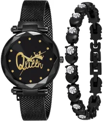 Bolun Black Analog Watch Combo Set