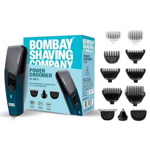 Image of Bombay Shaving Company Men Power Groomer 11-in-1 Beard & Body Trimmer - Blue & Black