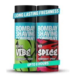 Bombay Shaving Company Body Spray for Men, 150ml each (Pack of 2) - Red Spice and Black Vibe (Packaging may vary)