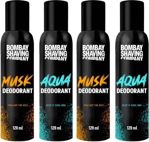 Image of BOMBAY SHAVING COMPANY Fresh Aqua & Intense Musk 120mlx4 