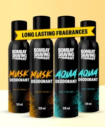 BOMBAY SHAVING COMPANY Fresh Aqua & Intense Musk 120mlx4 Combo Deodorant Luxury