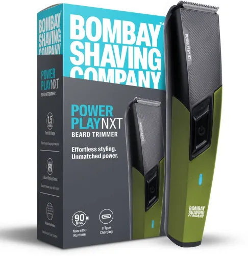 Image of BOMBAY SHAVING COMPANY POWER PLAY NXT BEARD TRIMMER Trimmer 90 min Runtime 6 Length Settings  (Green)