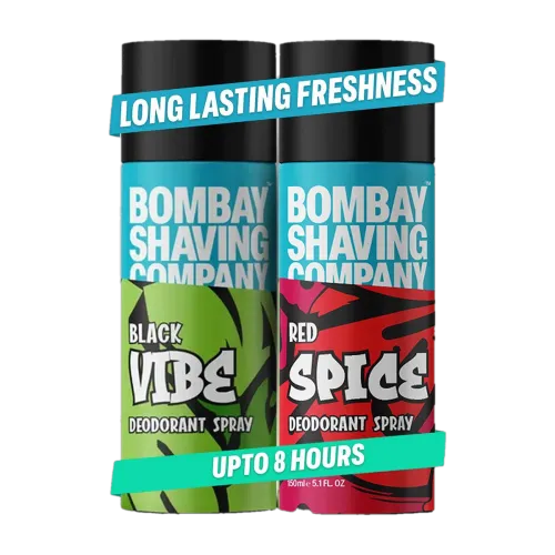 Image of BOMBAY SHAVING COMPANY Red Spice & Black Vibe 150ml x 2 Combo Deodorant Spray - For Men (300 ml, Pack of 2)