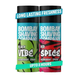 BOMBAY SHAVING COMPANY Red Spice & Black Vibe 150ml x 2 Combo Deodorant Spray - For Men (300 ml, Pack of 2)