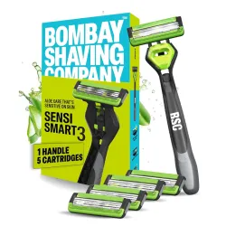 Bombay Shaving Company Razor with Cartridge (Pack of 4) || Green