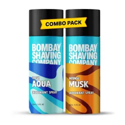 Bombay Shaving Company Deodorant Aerosol Combo - Aqua & Musk - 150Ml X 2 |Deodorant For Men Long Lasting| 300 ML (Lemon)