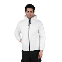 Bomber Jacket, White, Full Zip Hooded Jacket