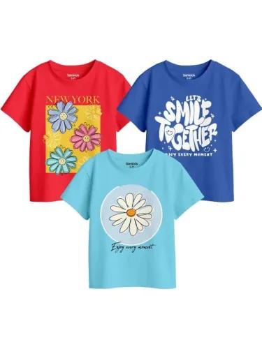 Image of Bon Organik Girl's Cartoon Regular Fit T-Shirt