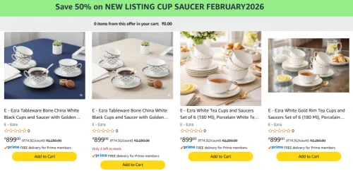 Image of Bone China Tea Cup & Saucer Set @ Apply 50% Discount