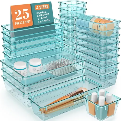 Image of Boniry Drawer Storage Organizer | Drawer Organizer Trays Set Clear Plastic