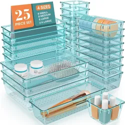 Boniry Drawer Storage Organizer | Drawer Organizer Trays Set Clear Plastic