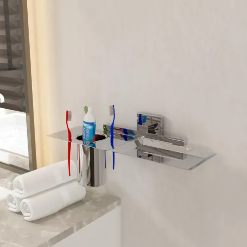 Image of Boniry 1 Pcs Stainless Steel Tumbler Holder and Soap Holder, Bathroom Accessories, Toothbrush Holder, Bathroom Organiser