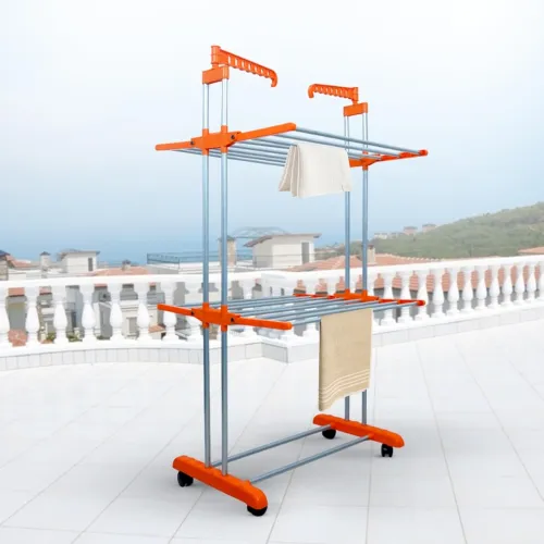 Image of BonKaso 2-Layer Foldable Clothes Drying Stand with Wheels