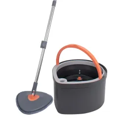 BonKaso 360° Spin Mop Deluxe Set – Grey/Orange