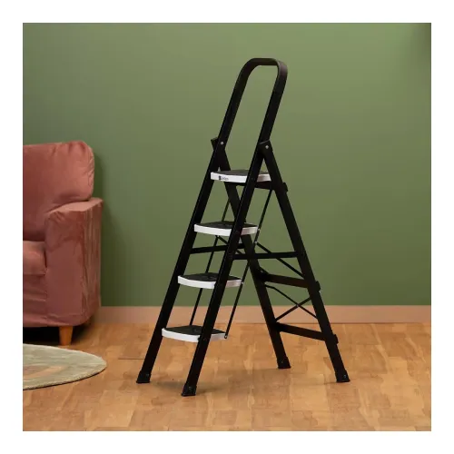 Image of BonKaso Premium Alloy Steel Folding 4 Step Ladder for Home