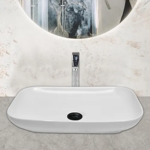 Image of BonKaso Ceramica Glossy Table Top Wash Basin (18inchx14inch, 8kg)
