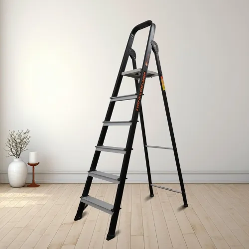 Image of Bonkaso Climb Lite Pro Ladder – 6 Steps, Foldable, Black