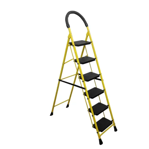Image of BonKaso Mild Steel Multipurpose Climb Swift 6-Step Foldable Ladder with Safety Clutch Lock, Load Capacity Upto 120kg 