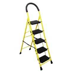 BonKaso Mild Steel Multipurpose Climb Swift 5-Step Foldable Ladder with Safety