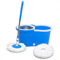 BonKaso Elegant Plastic mop with Steel Wringer and 2 Refills- Blue