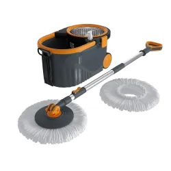 Bonkaso Spin Mop with Stainless Steel Wringer & Big Wheels