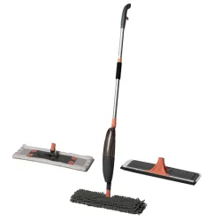 BonKaso Spray Mop with Dispenser Bottle 520ML | 3 in 1 Mop Head - Double Side, Single Side & Window Cleaner | Refillable Handle Spray Mop for Home, Tiles, Wooden & Glass Cleaning