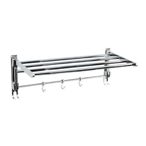 Image of BonKaso Stainless Steel Rectangular 180° Degree Folding Towel Holder, Pack of 1, Chrome, 24 Inches