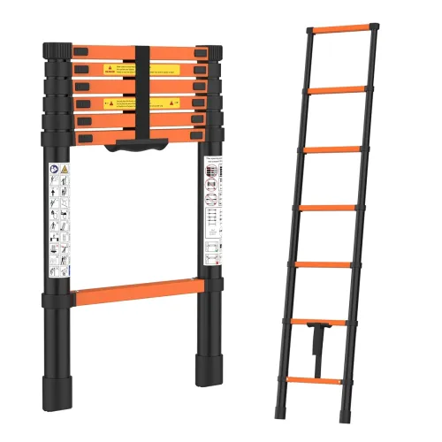 Image of BonKaso Telescopic Ladder, 2M / 6.5Ft, 7 Steps – Heavy-Duty Foldable Alloy Steel Ladder | 