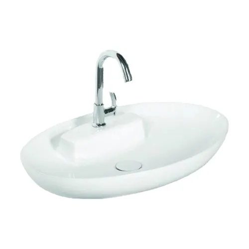 Image of BonKaso White Ceramic Table Top Wash Basin 17 x 25 x 4.2 Inch