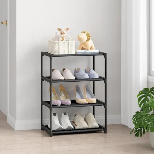 Image of BONTEC Foldable 4-Tier Plastic Shoe Rack