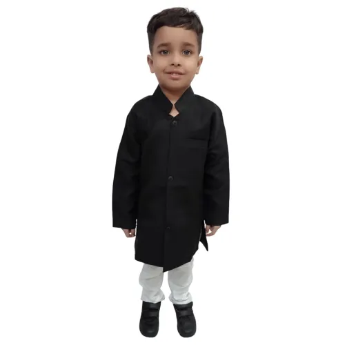 Image of BookMyCostume Black Achkan Pyjama 10-12 Years